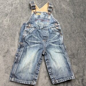 Genuine Kids Denim Overalls 12M Blue Adjustable Straps Pockets Casual